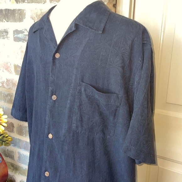 Island Republic 100% Silk Palm Tree Printed Jacquard Button Up Camp Shirt - Picture 9 of 11